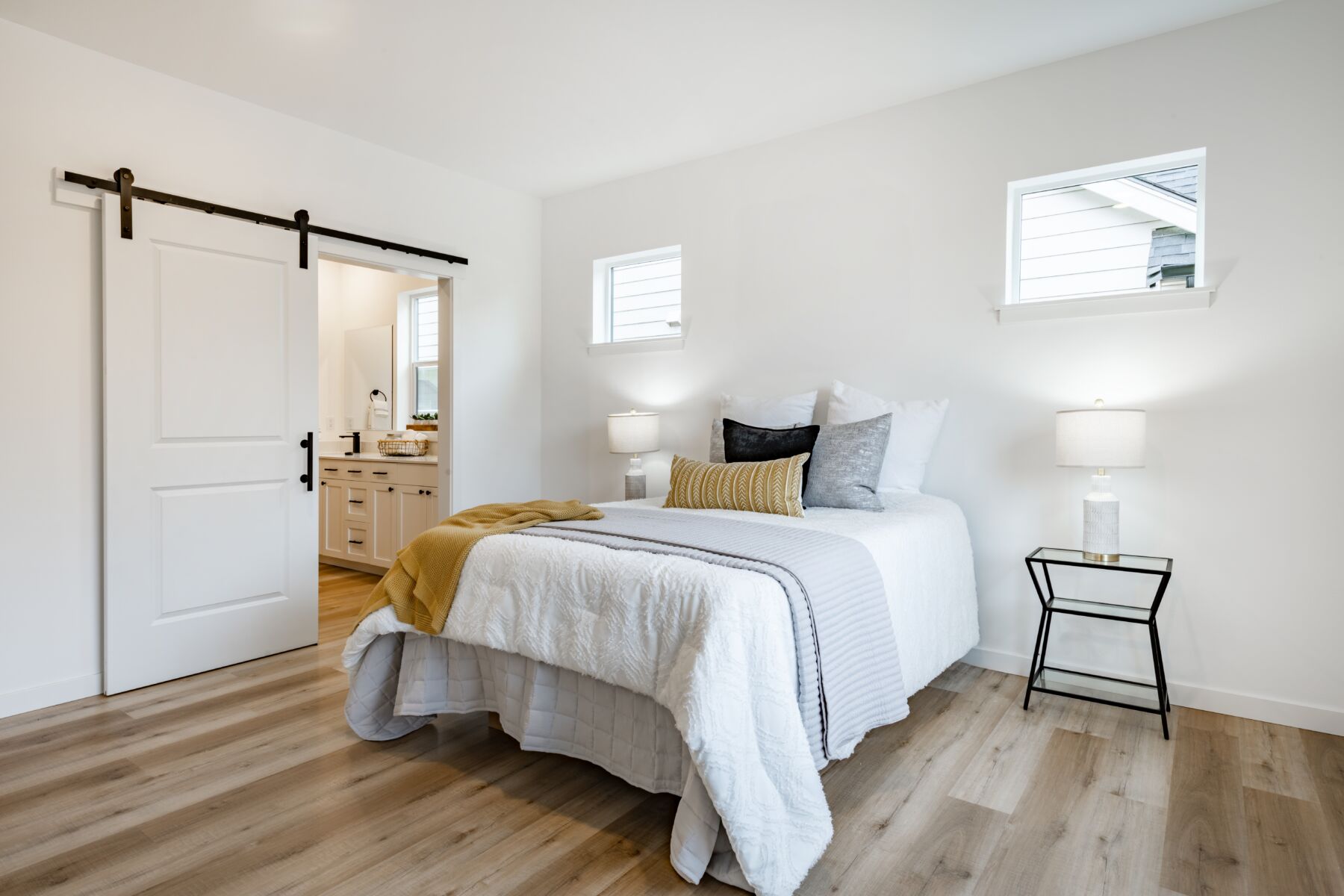 A clean, spacious bedroom in a coliving house.