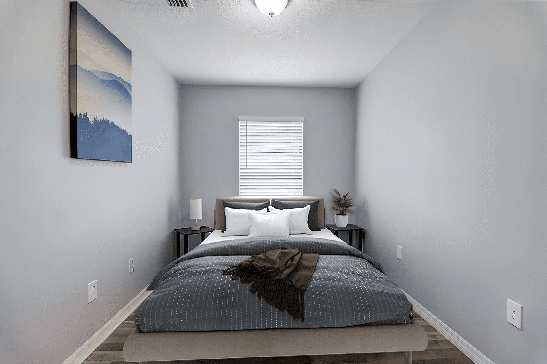 bedroom, detected: bed, window blind