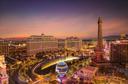 Aerial view of Las Vegas, Nevada hotels and downtown attractions.