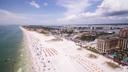 Aerial view of Tampa, Florida sandy beach and residents enjoying the sun.