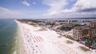 Aerial view of Tampa, Florida sandy beach and residents enjoying the sun.