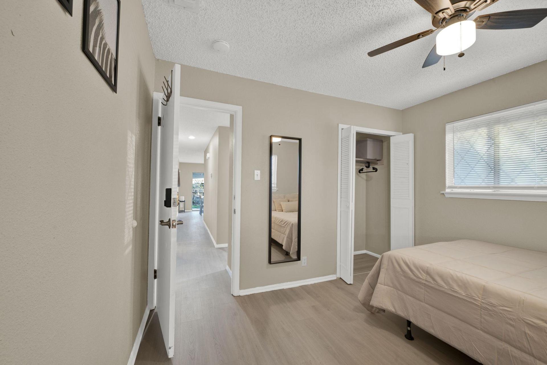 full sized mirror & reach-in closet