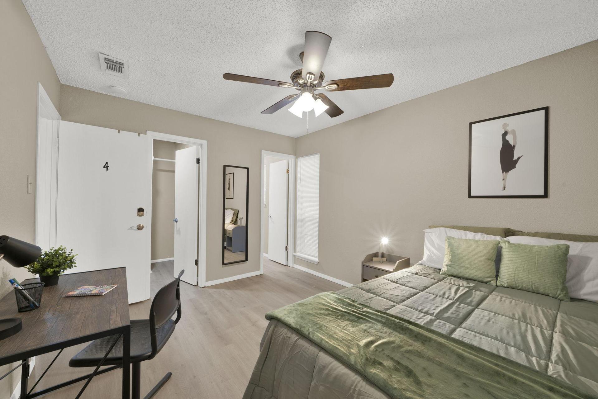 full sized mirror, full private bathroom