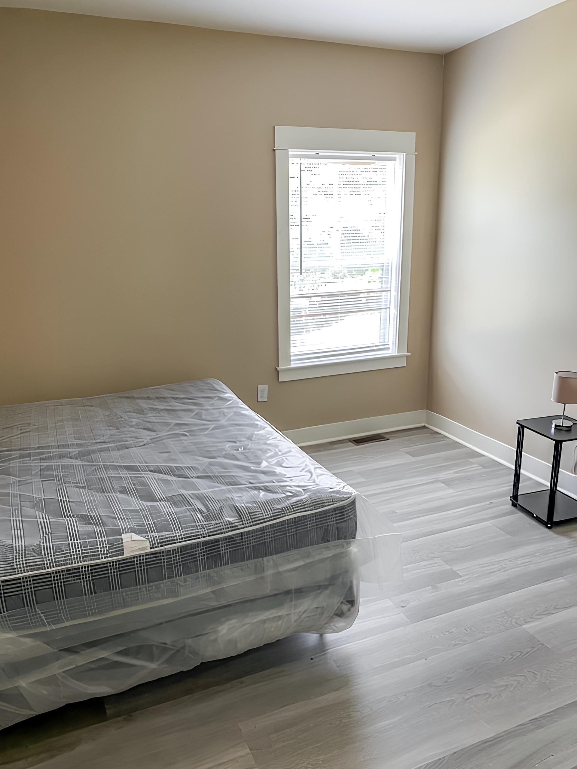 bedroom, detected: window blind, bed