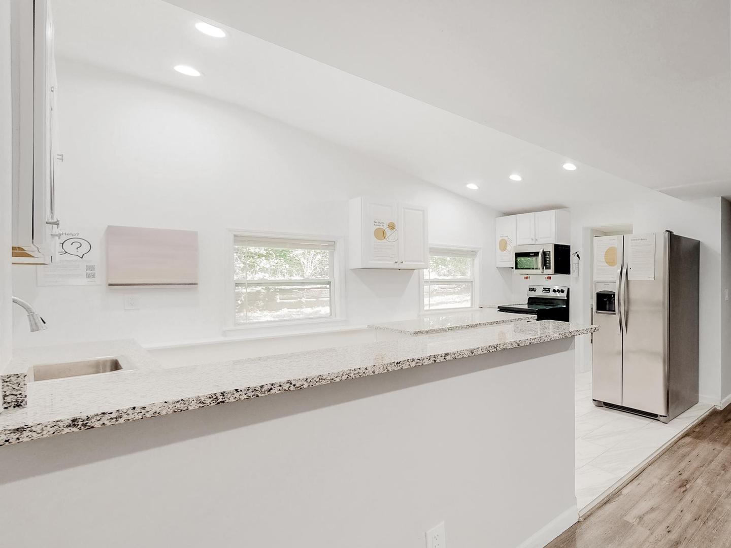 Common spaces including the kitchen