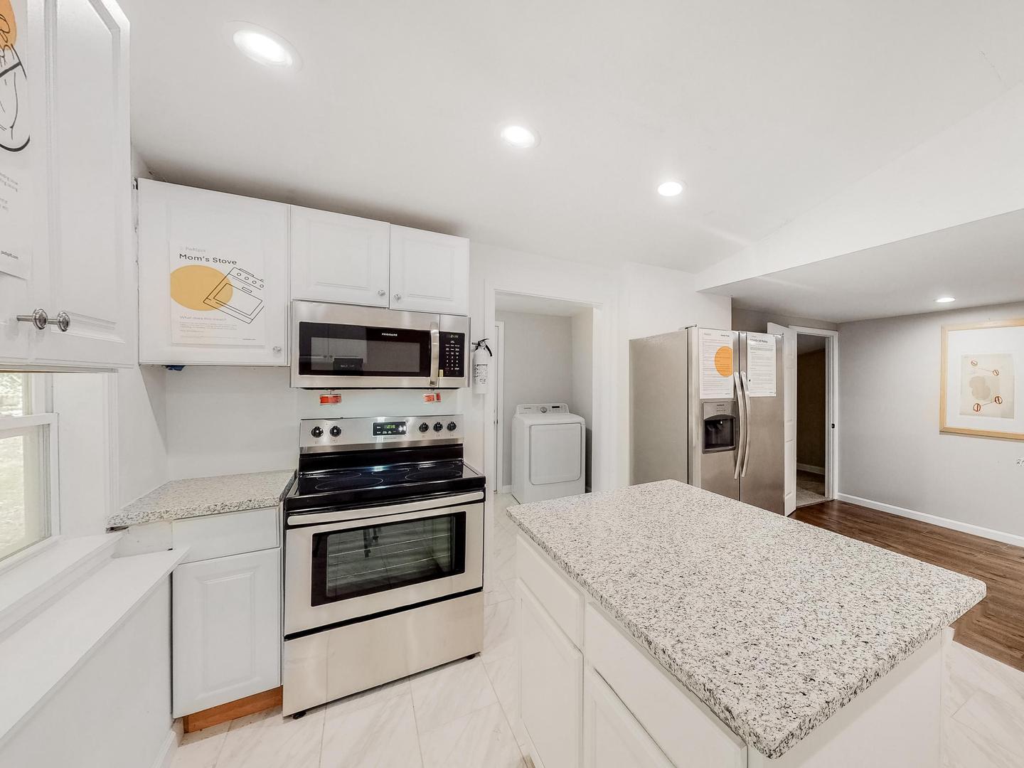 Common spaces including the kitchen