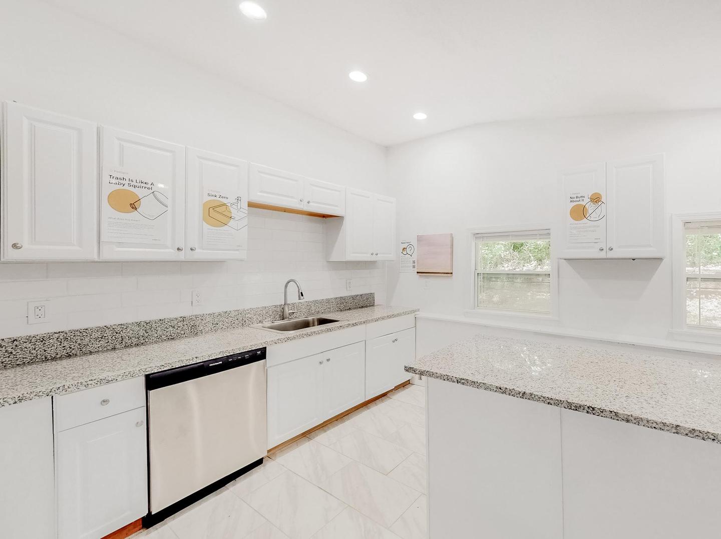 Common spaces including the kitchen