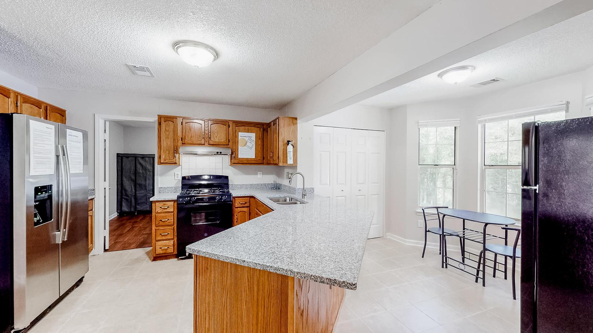 Common spaces including the kitchen