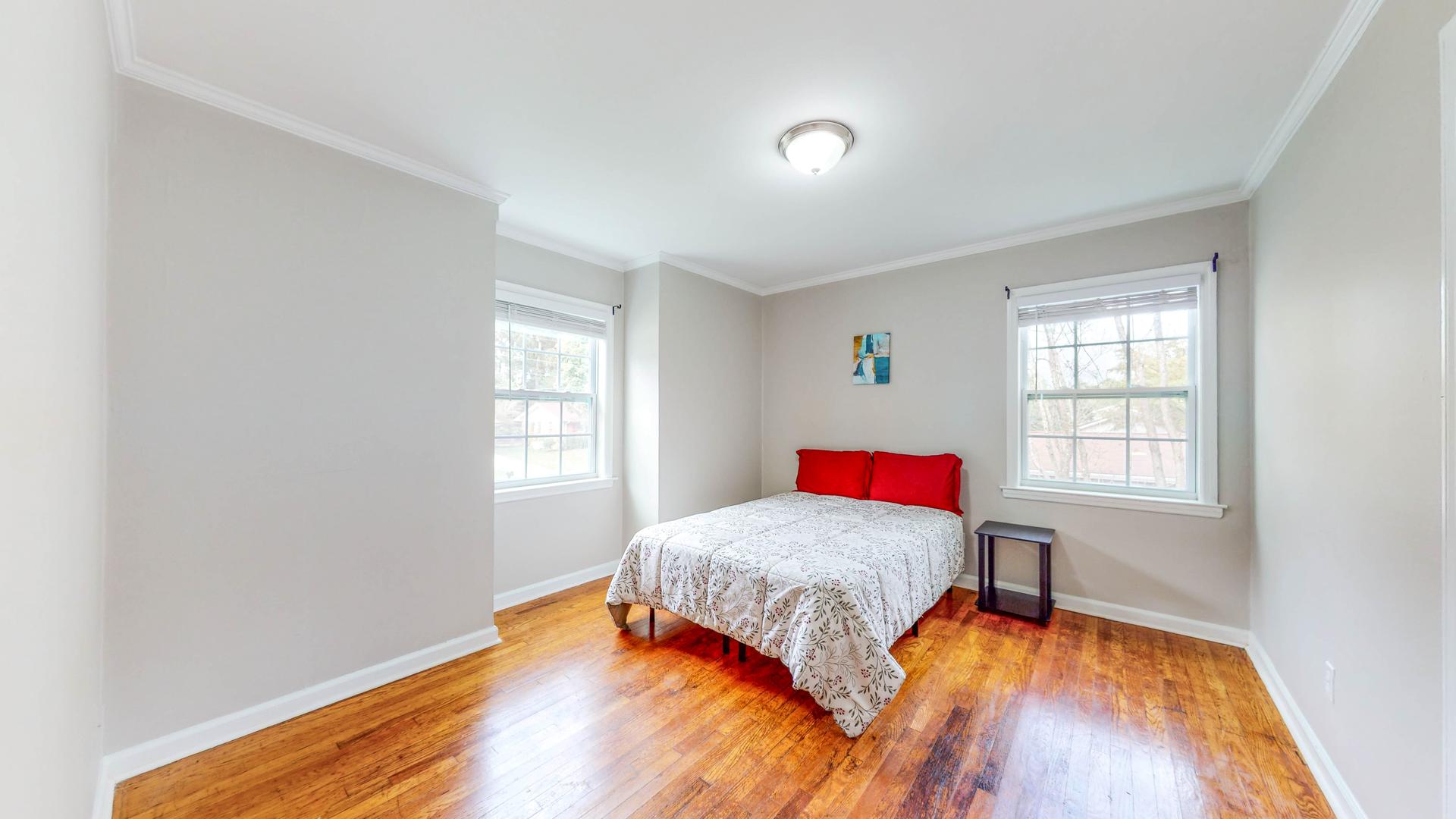 bedroom, detected: window blind, bed