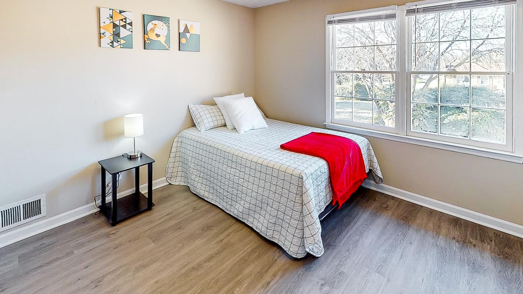 bedroom, detected: bed, window blind