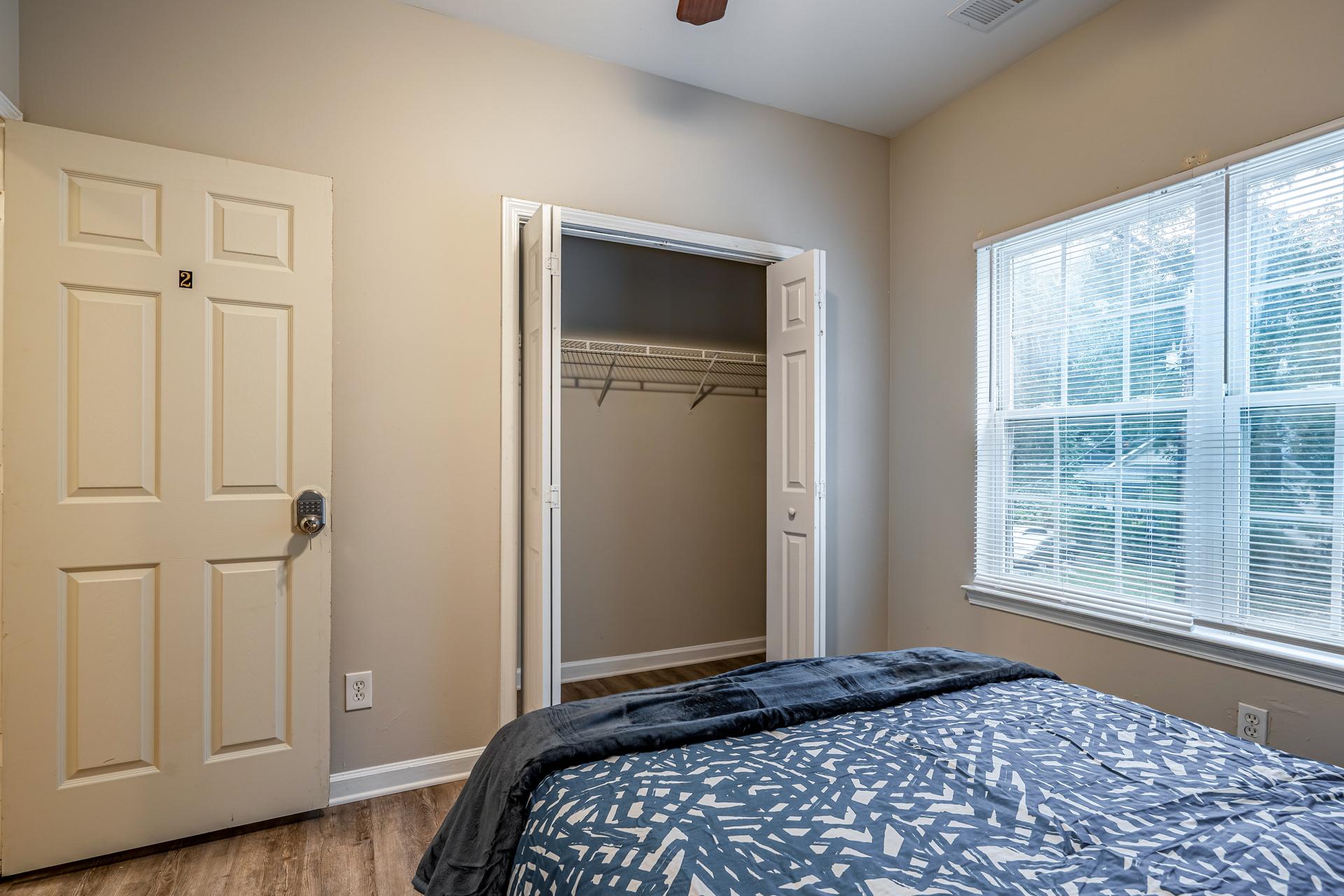 bedroom, detected: window blind, bed