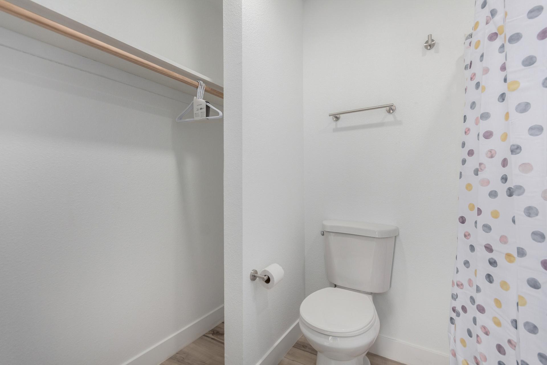 Spacious private bath and closet
