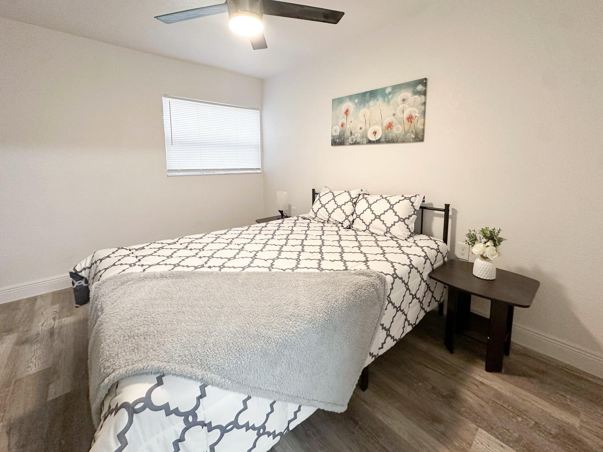 bedroom, detected:bed, ceiling fan