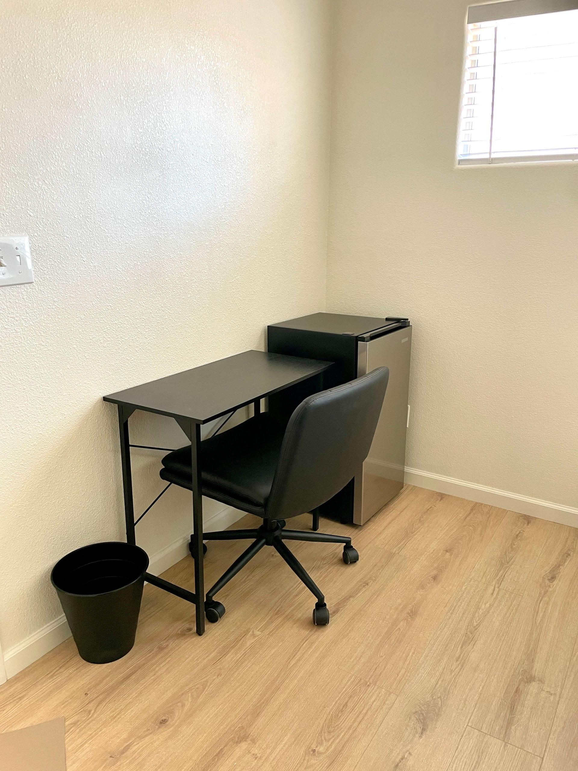 Desk with personal mini-fridge