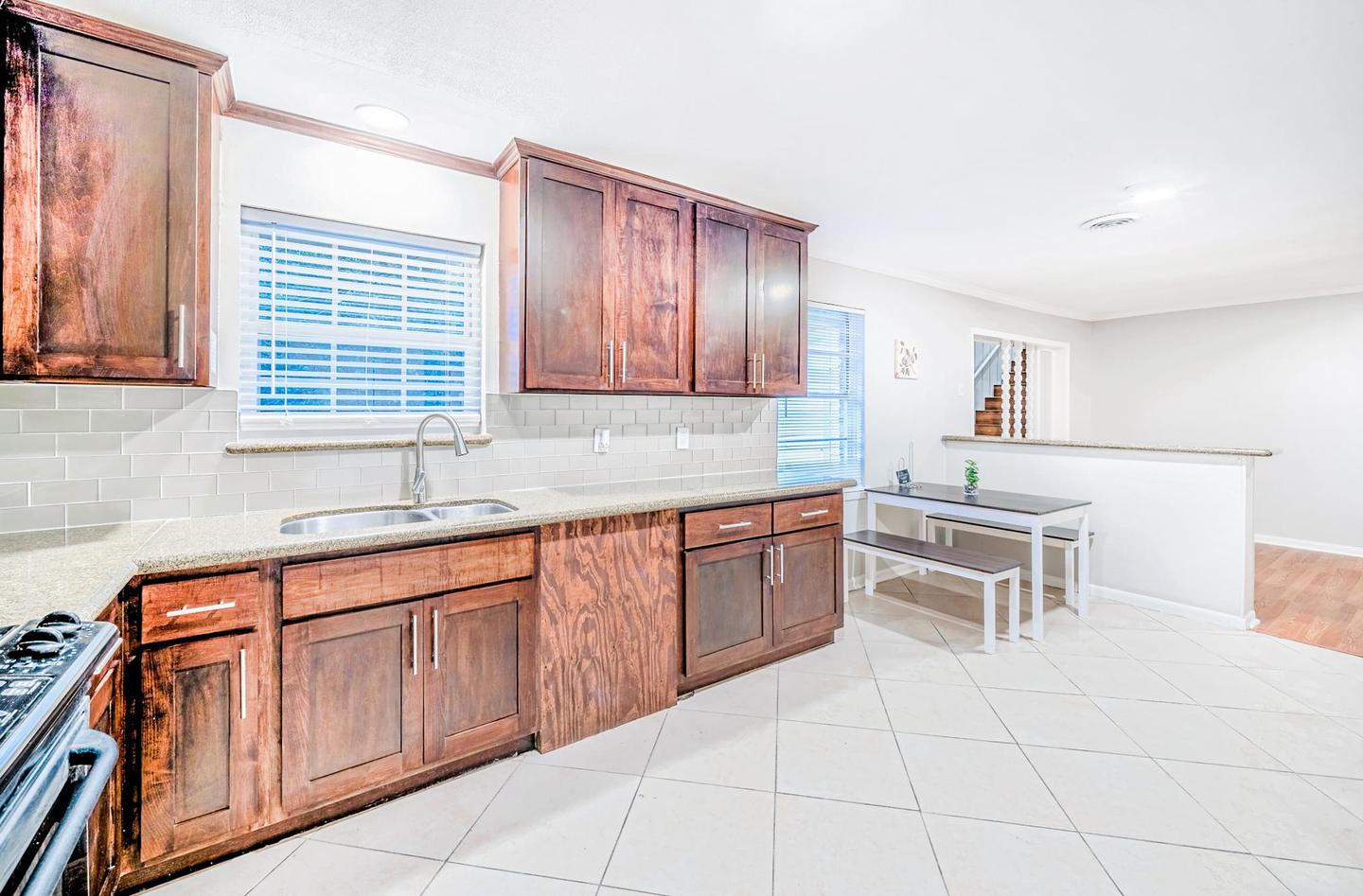 Common spaces including the kitchen