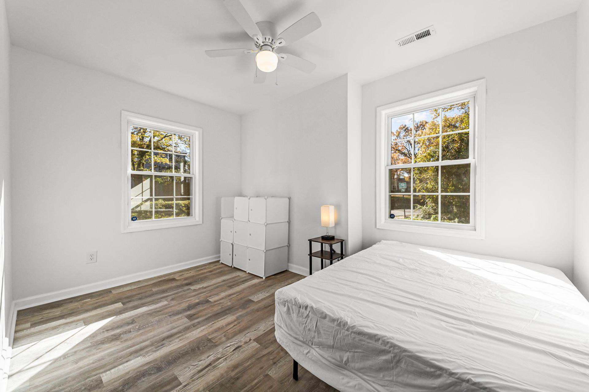 bedroom, detected: bed, ceiling fan