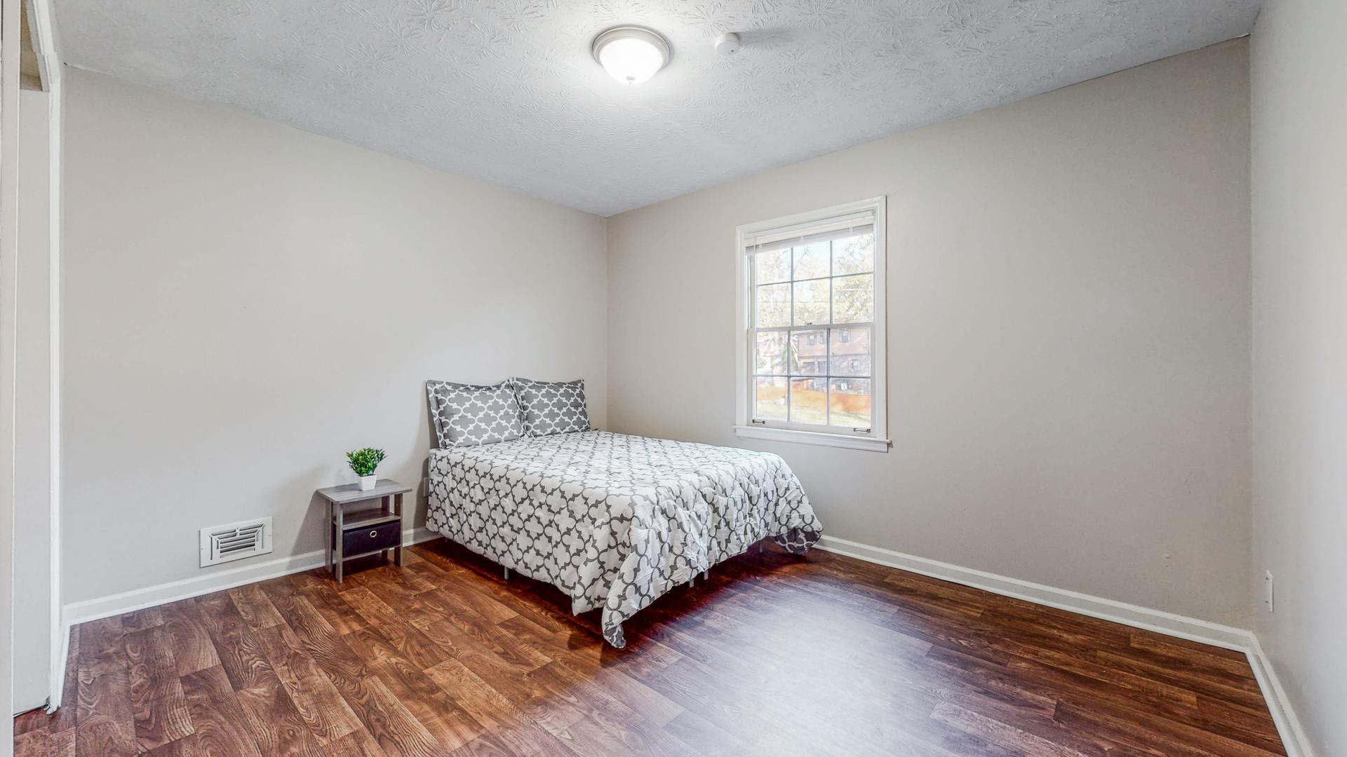 bedroom, detected: window blind, bed