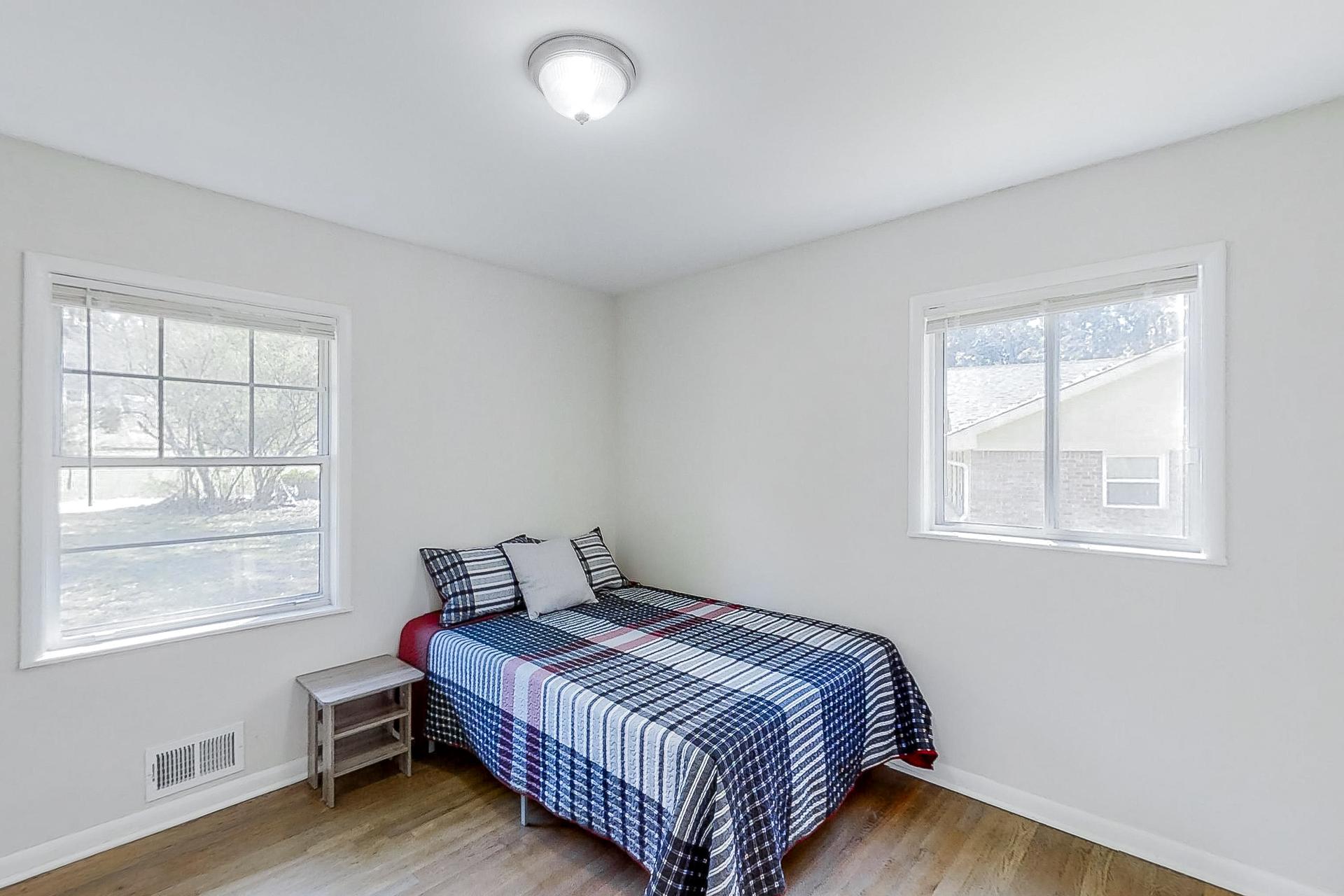 bedroom, detected: window blind, bed