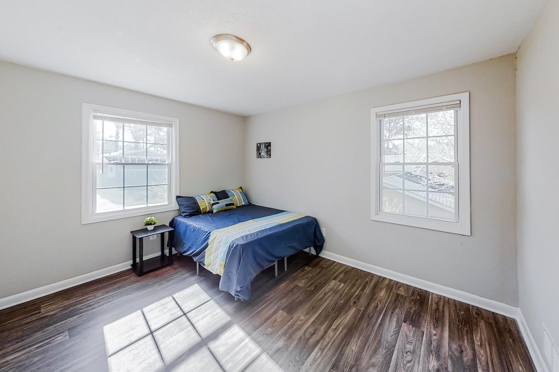 bedroom, detected: window blind, bed