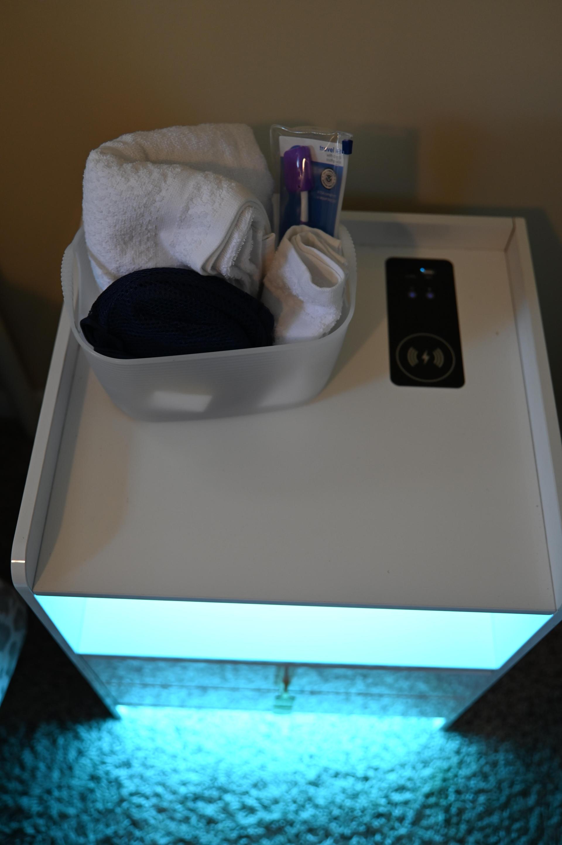 Welcome home kit with led nightstand and charging station