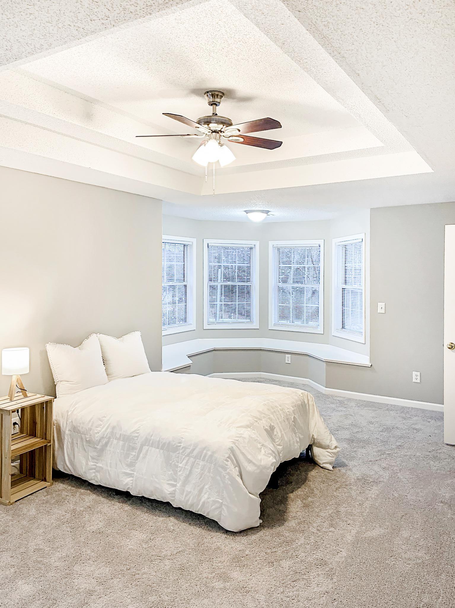 bedroom, detected: bed, fan