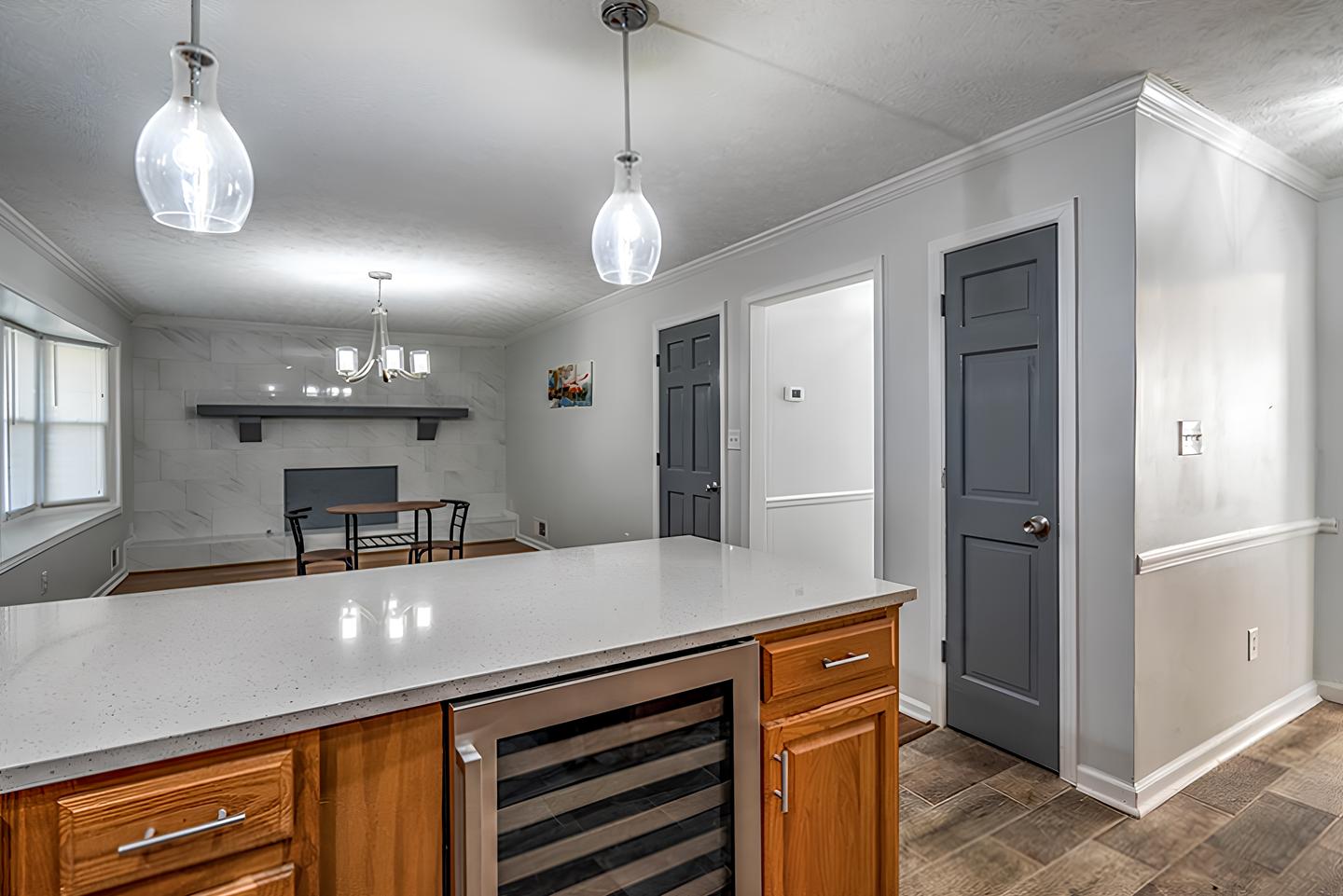 Common spaces including the kitchen