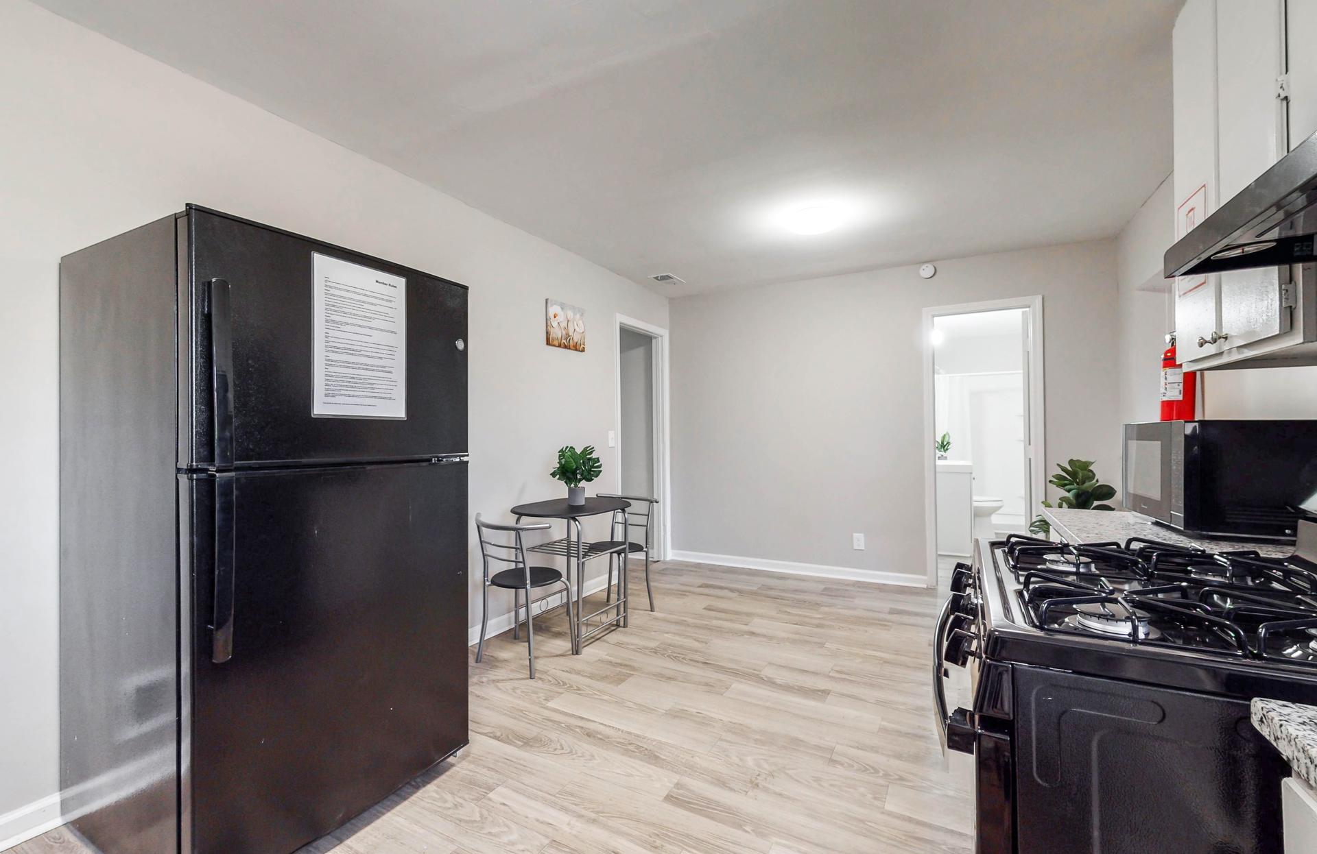Common spaces including the kitchen