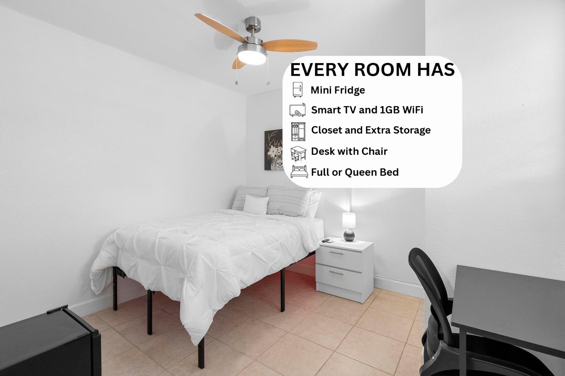 🏠 Room #9 – Peaceful Retreat 🍃

Bright full room with ergonomic desk, chair & built-in closet — Sanford, FL