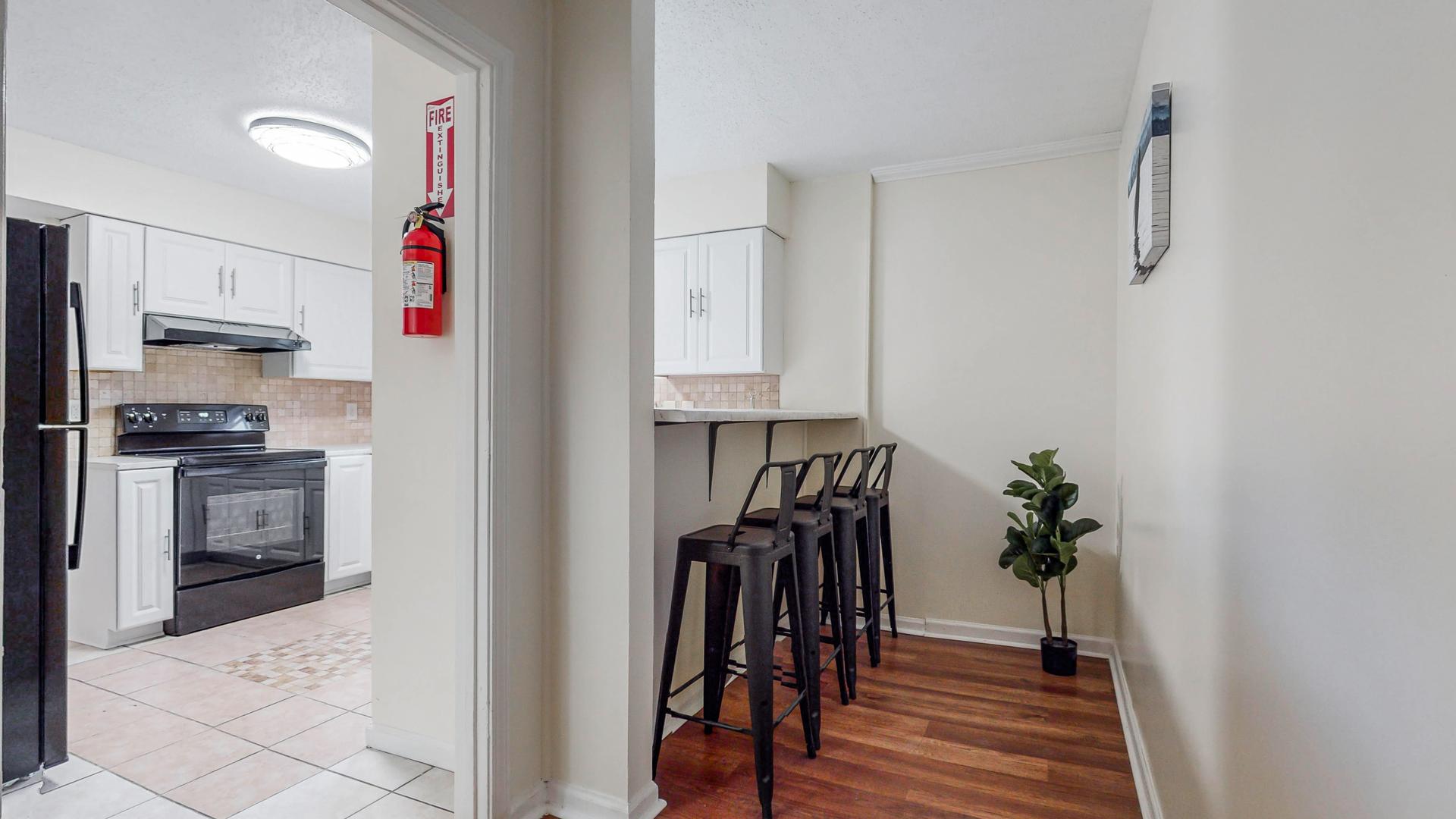 Common spaces including the kitchen