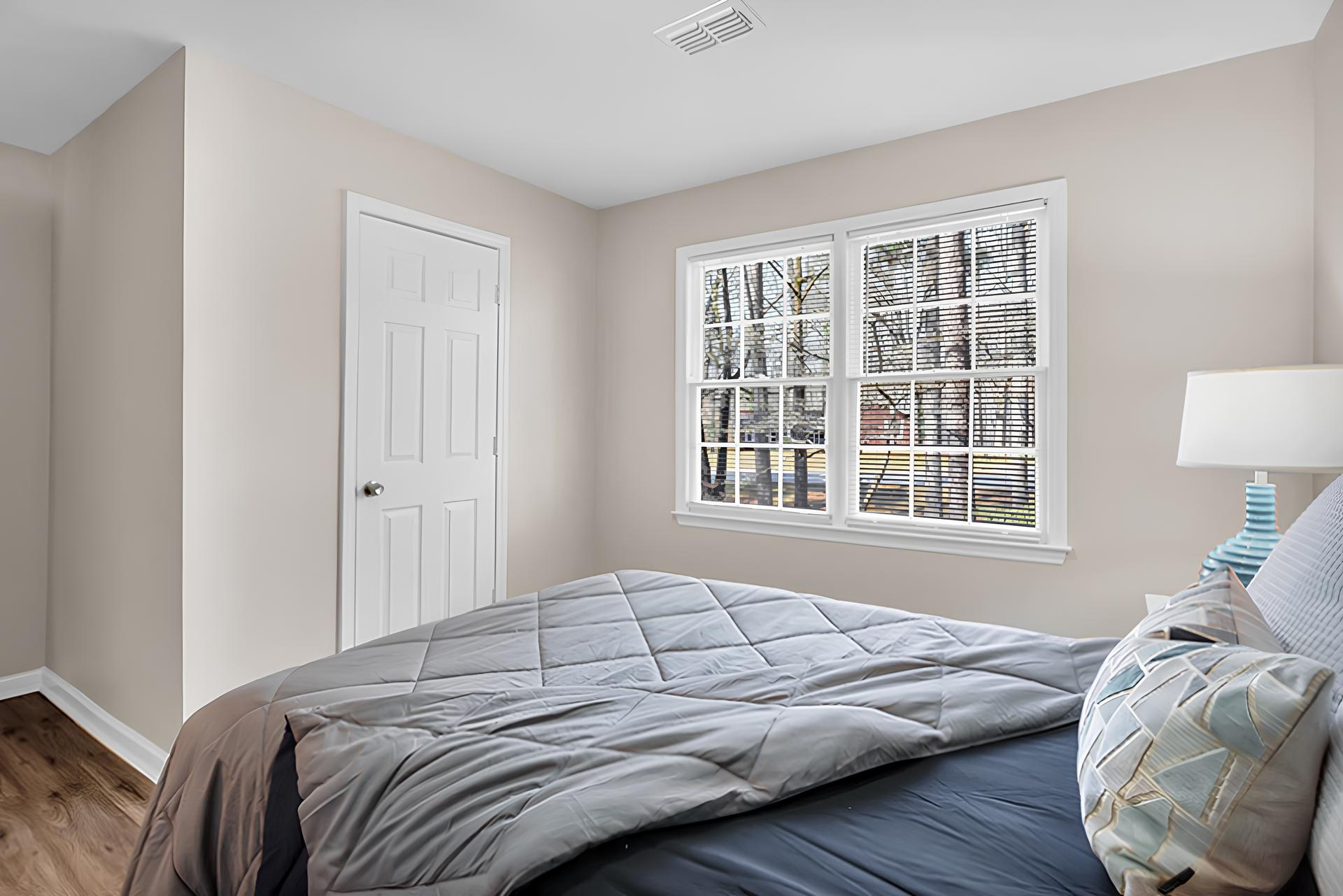 bedroom, detected: window blind, bed