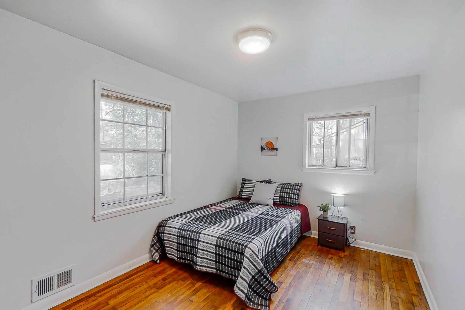 bedroom, detected: window blind, bed