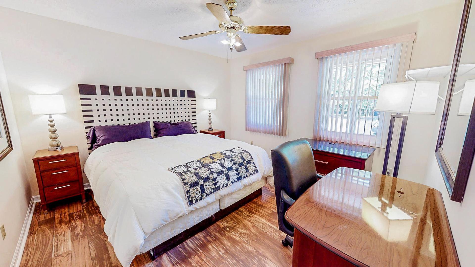 bedroom, detected: bed, fan