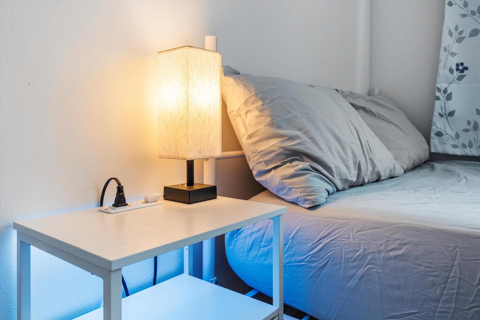 Modern and functional night stand, very convenient access to power and charge electronic devices.