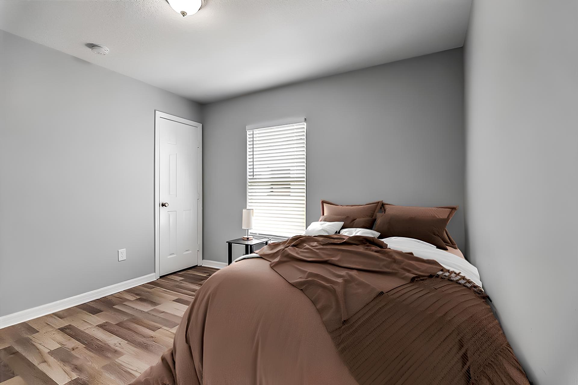 bedroom, detected: window blind, bed