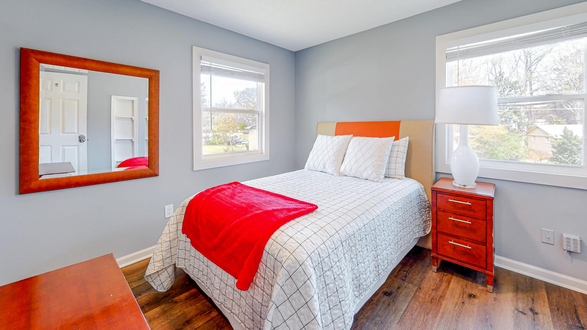 bedroom, detected: bed, window blind