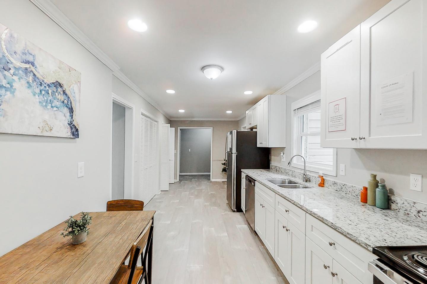Common spaces including the kitchen
