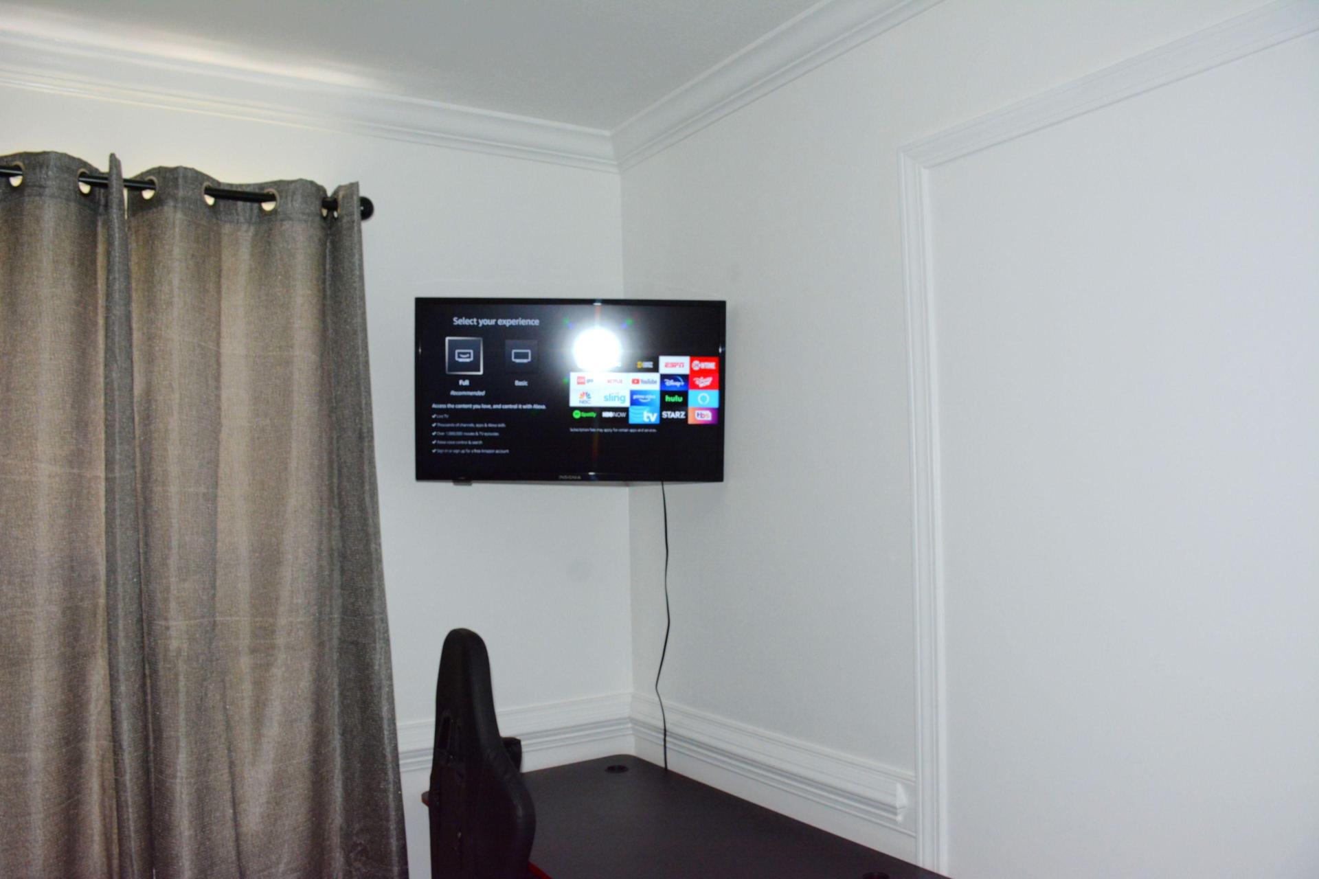 Tv can be moved for different viewing angles.