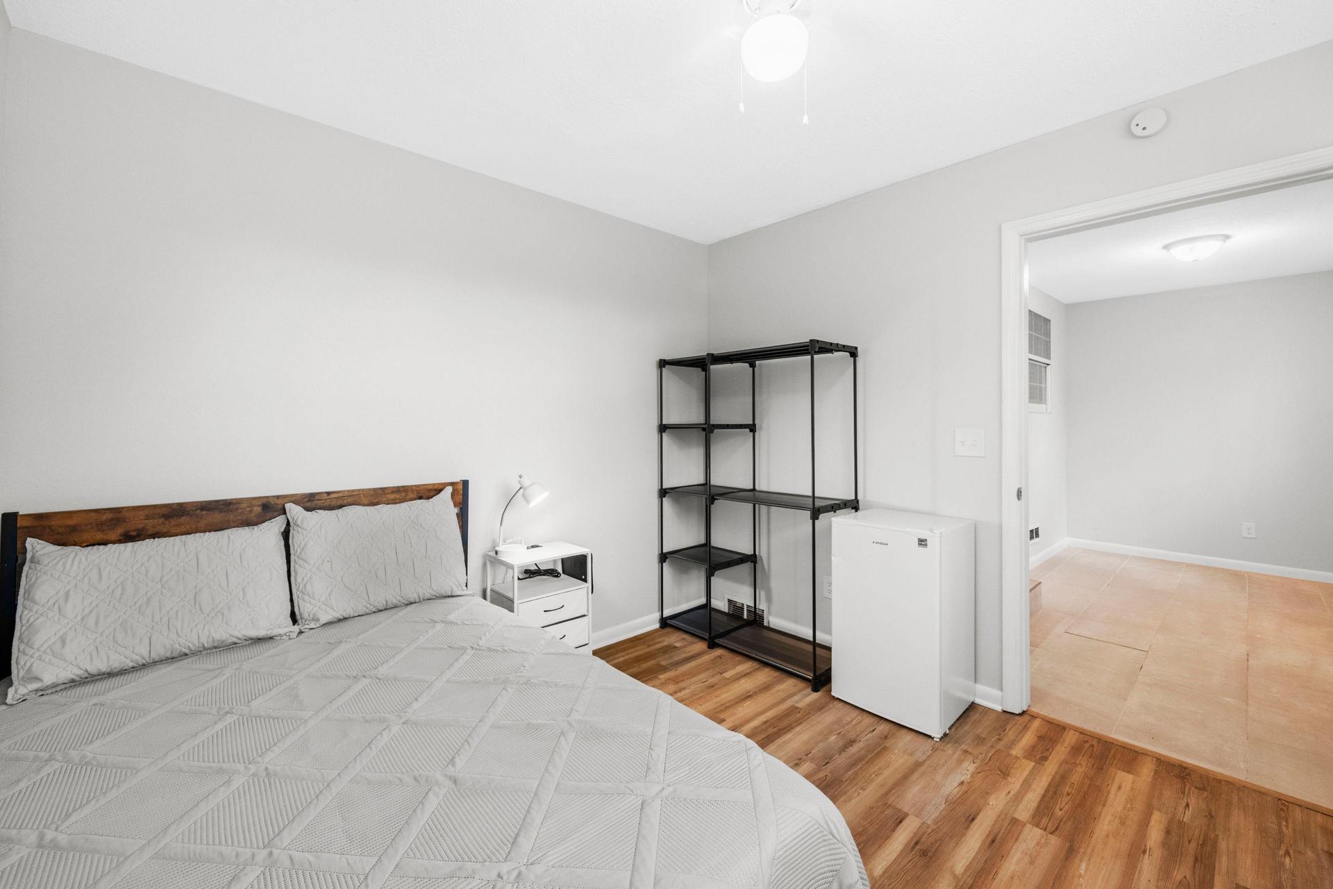 Wardrobe and mini fridge