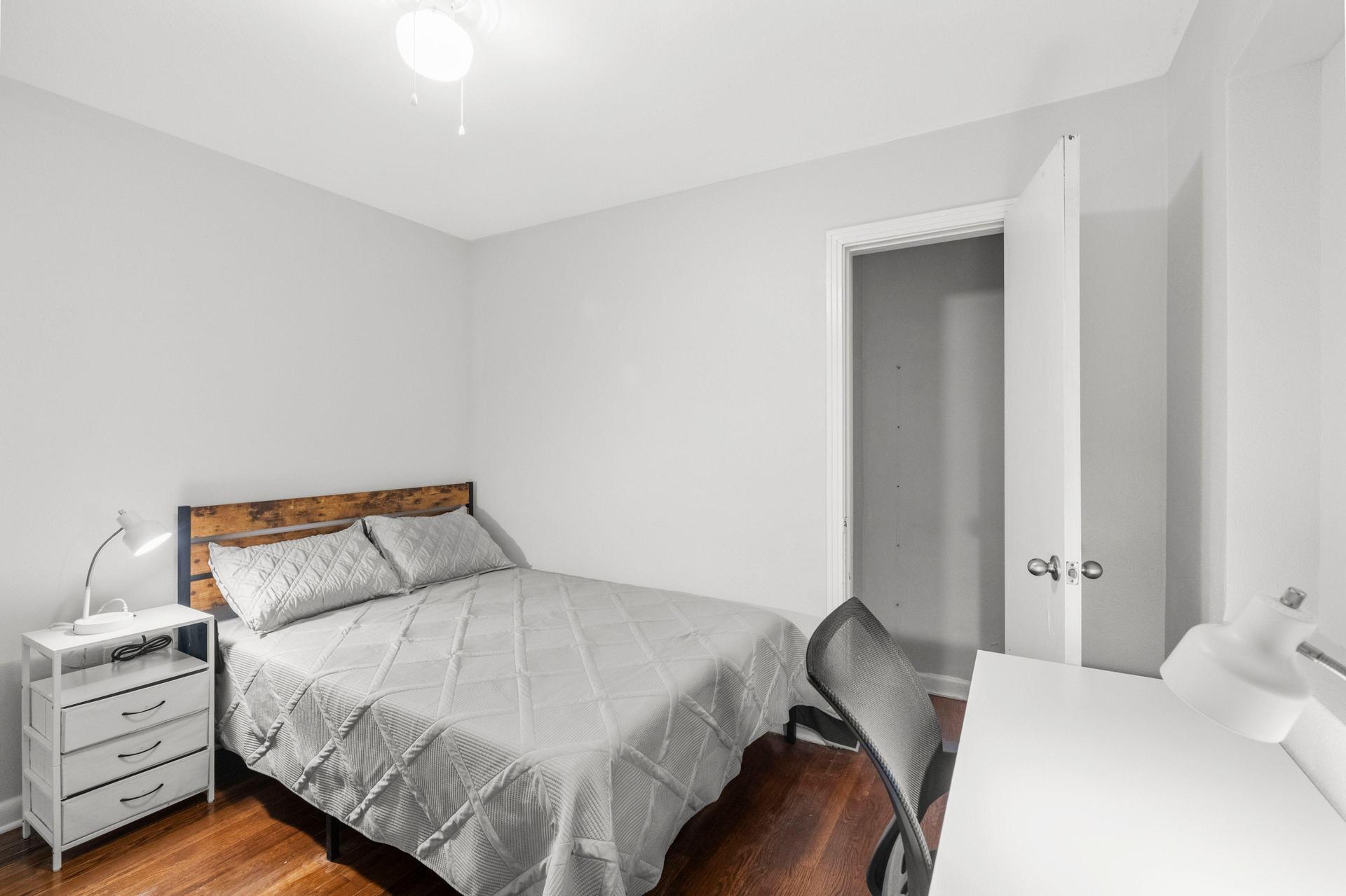 Nightstand with charger, closet