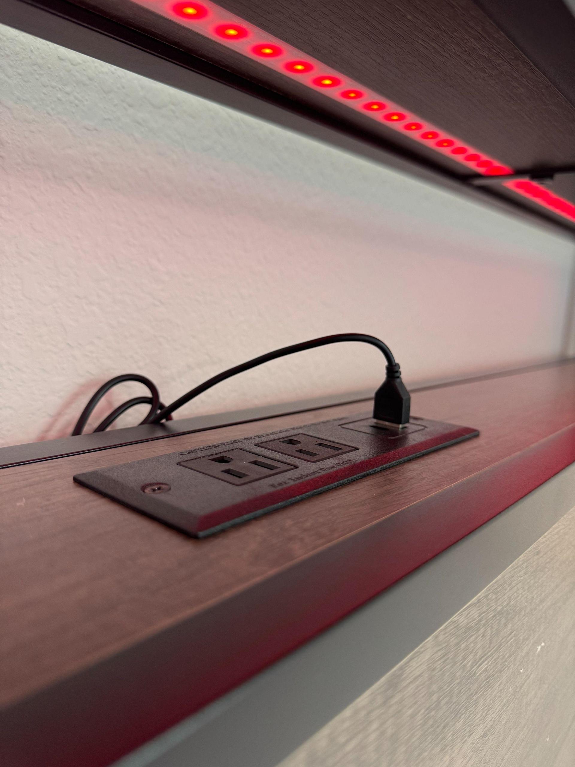 Bed Frame with Built in Charging Station and LED Lights