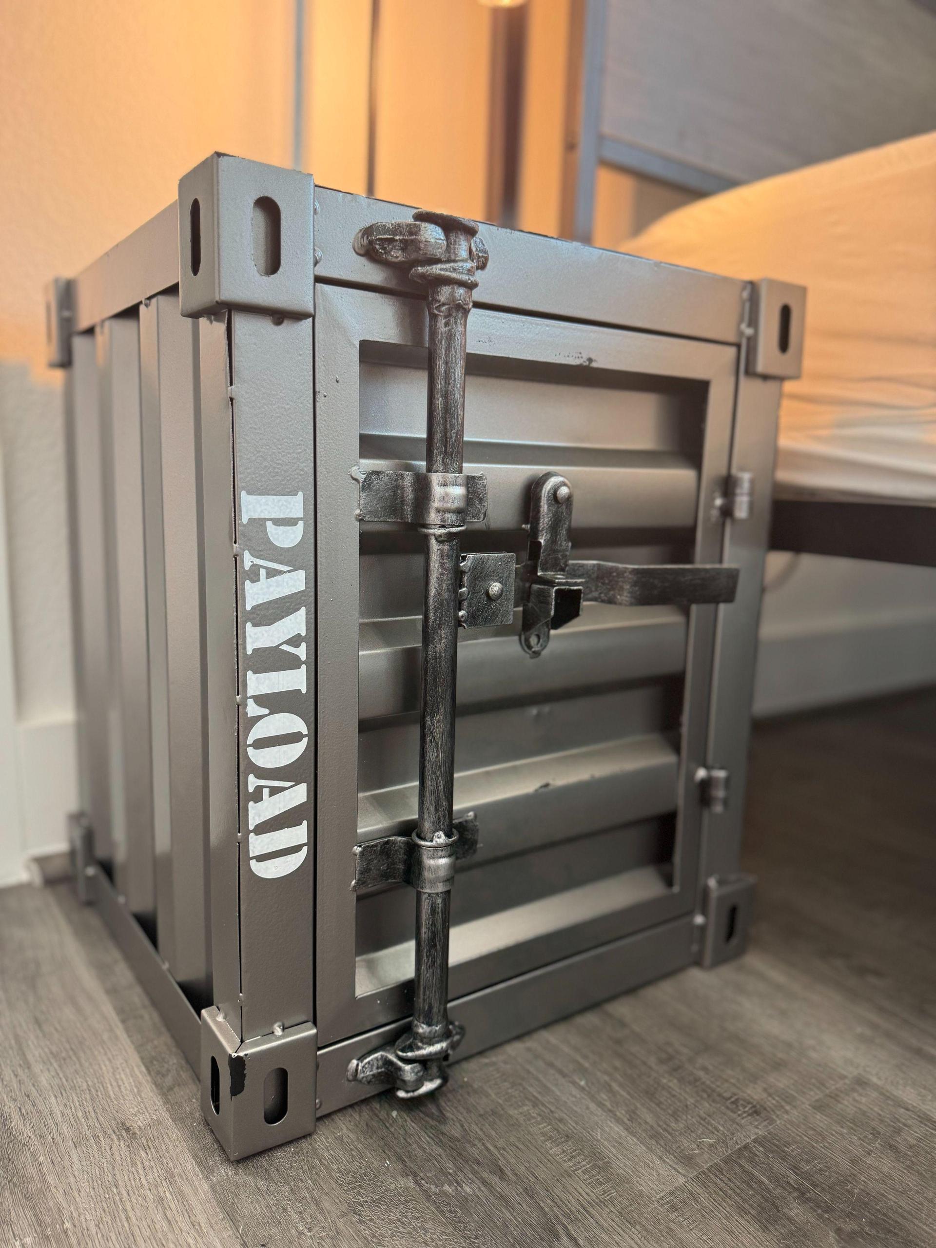 Industrial Style Locking Crate Nightstand