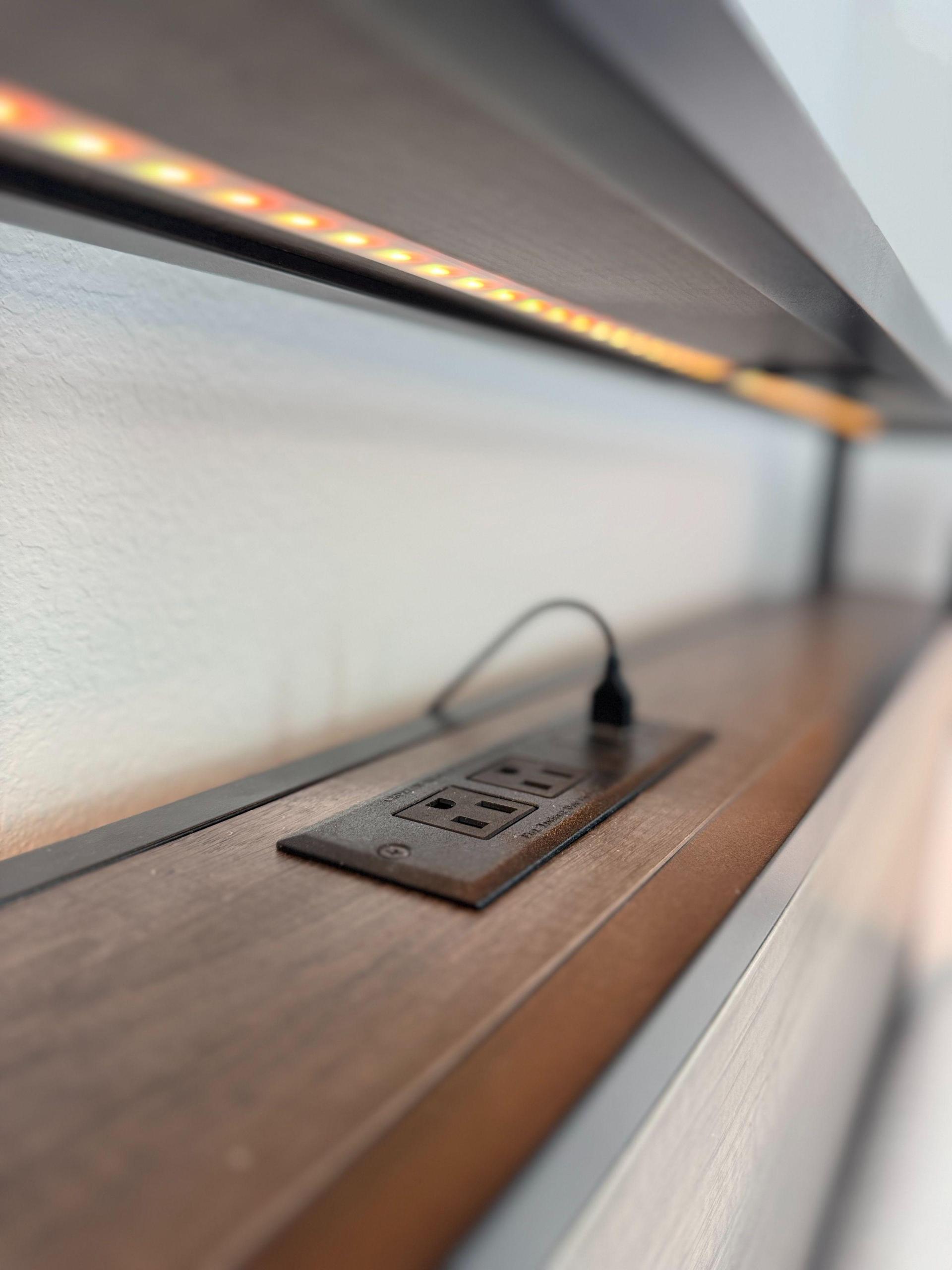 Bed Frame with Built in Charging Station and LED Lights