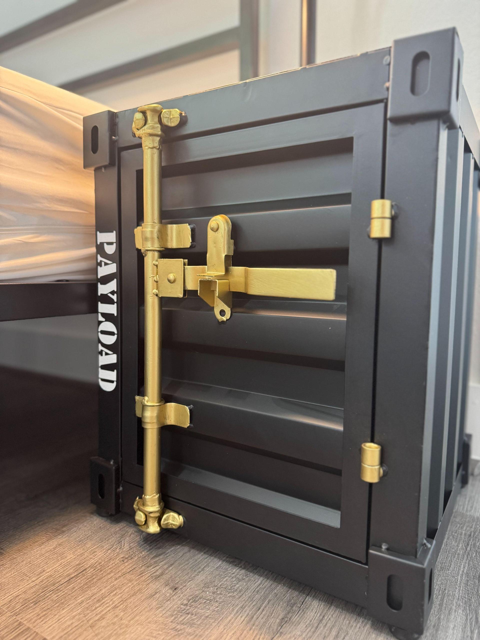 Industrial Style Locking Crate Nighstand