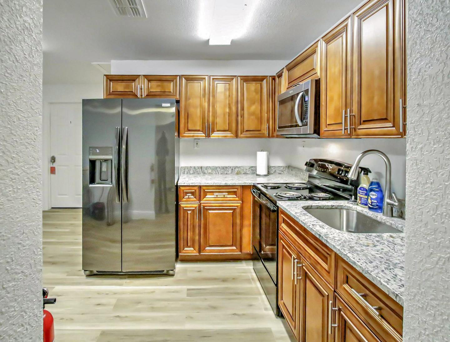 Common spaces including the kitchen