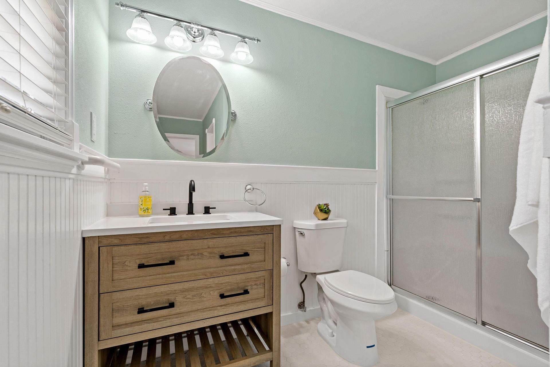 Master bath with shower stall.