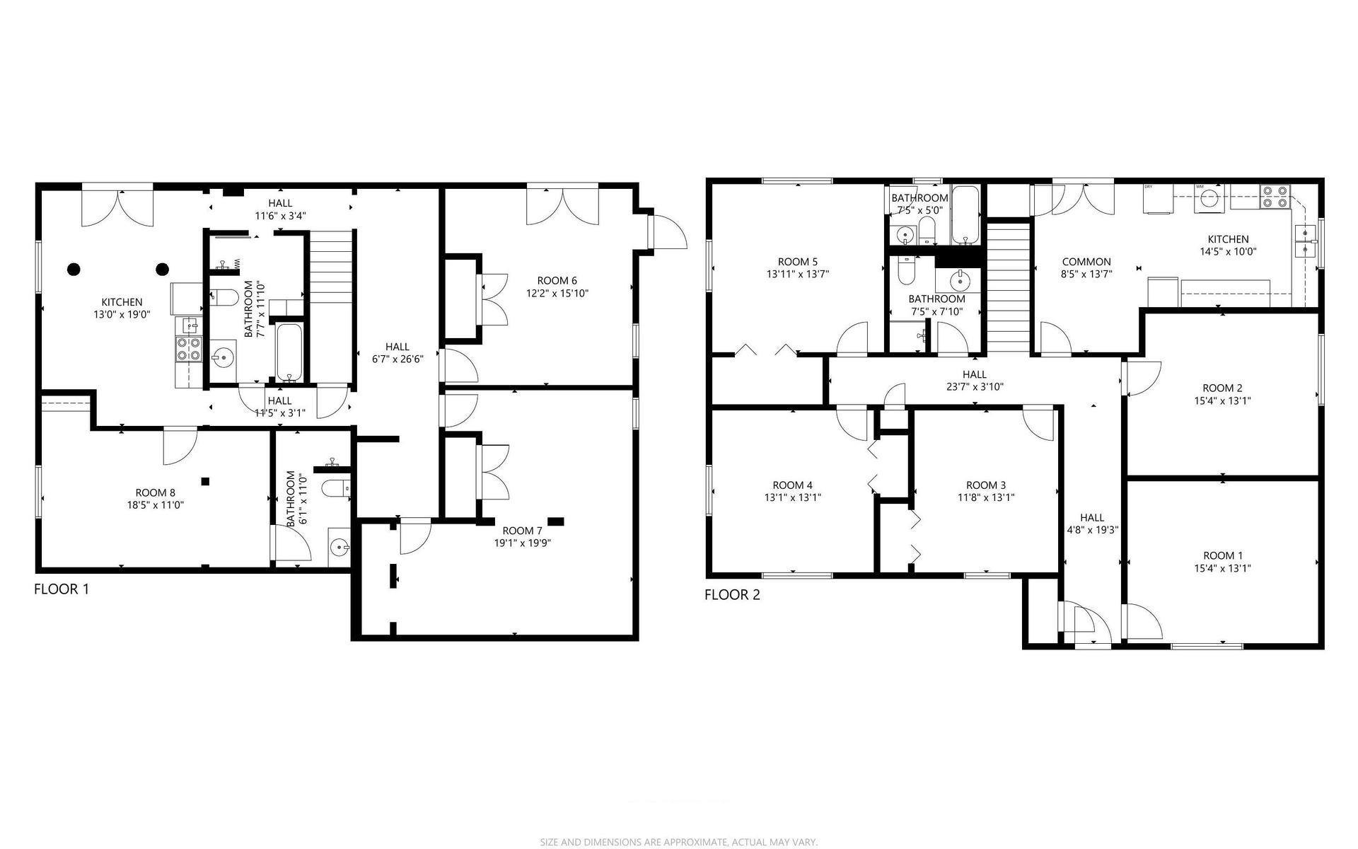 Common spaces including the kitchen