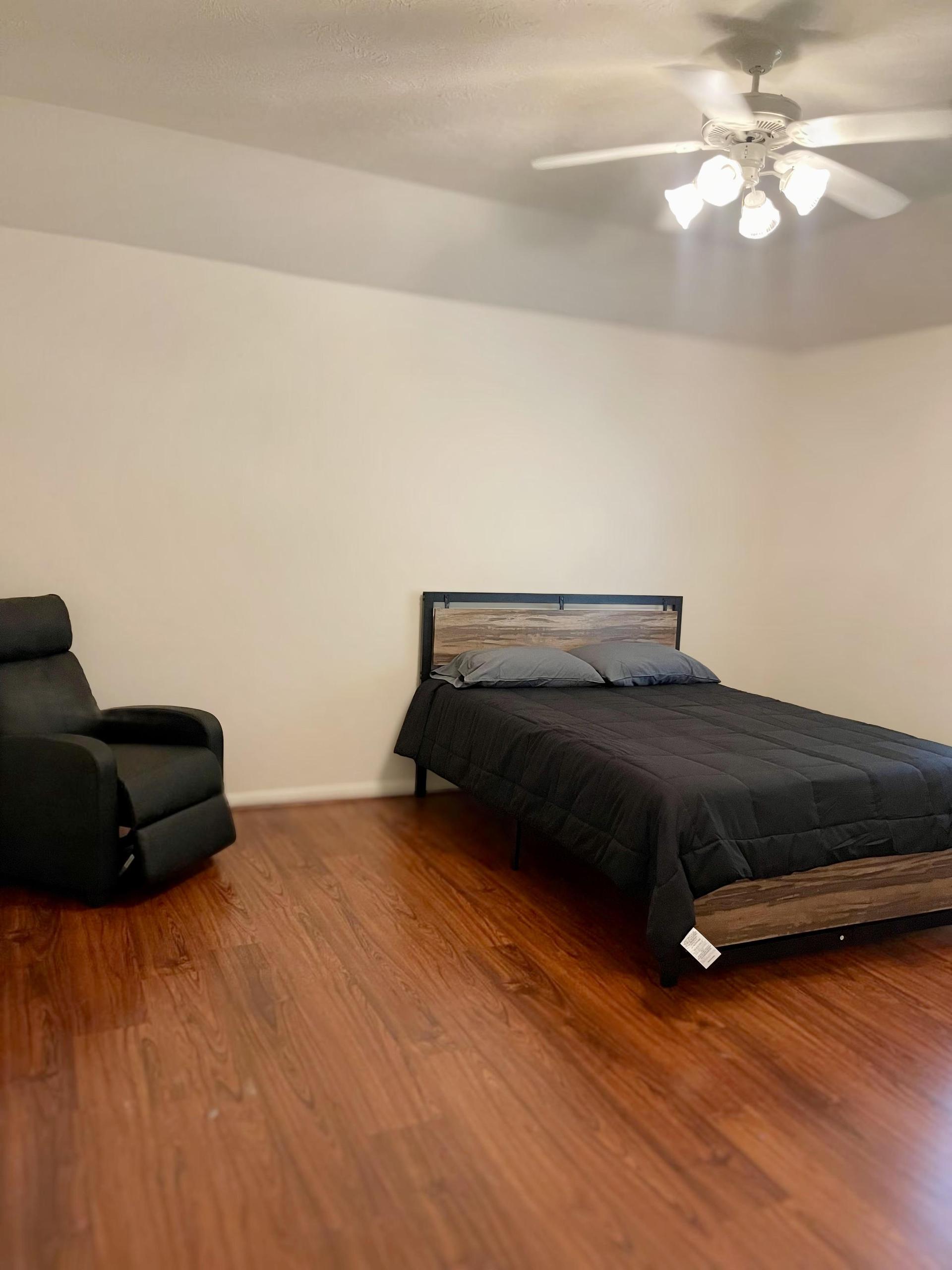 Queen size bed and recliner
