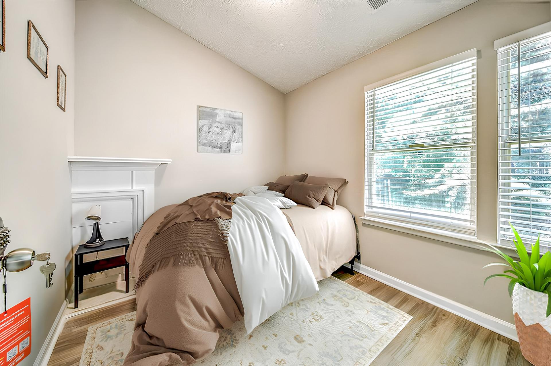 bedroom, detected: bed, window blind