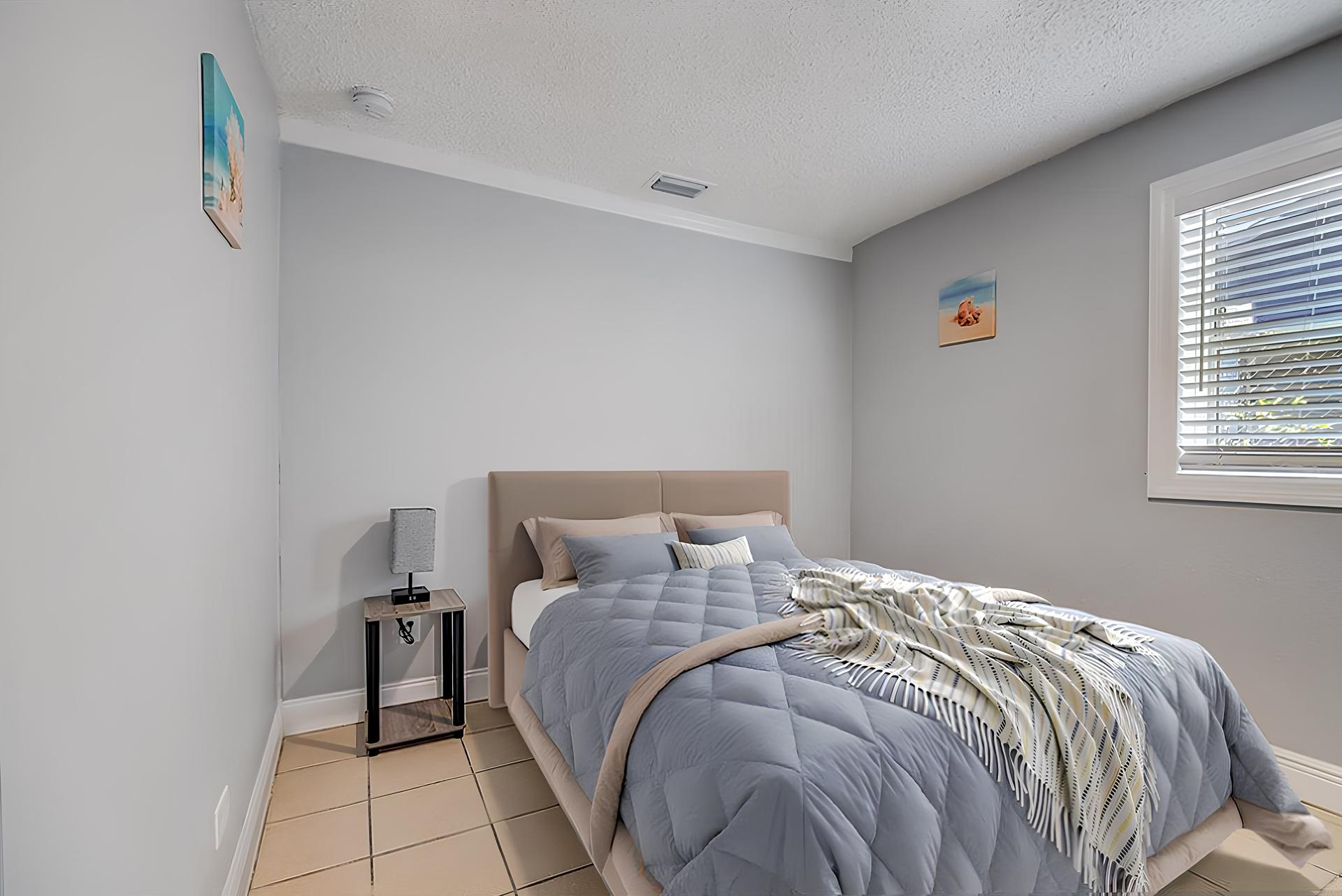bedroom, detected: window blind, bed