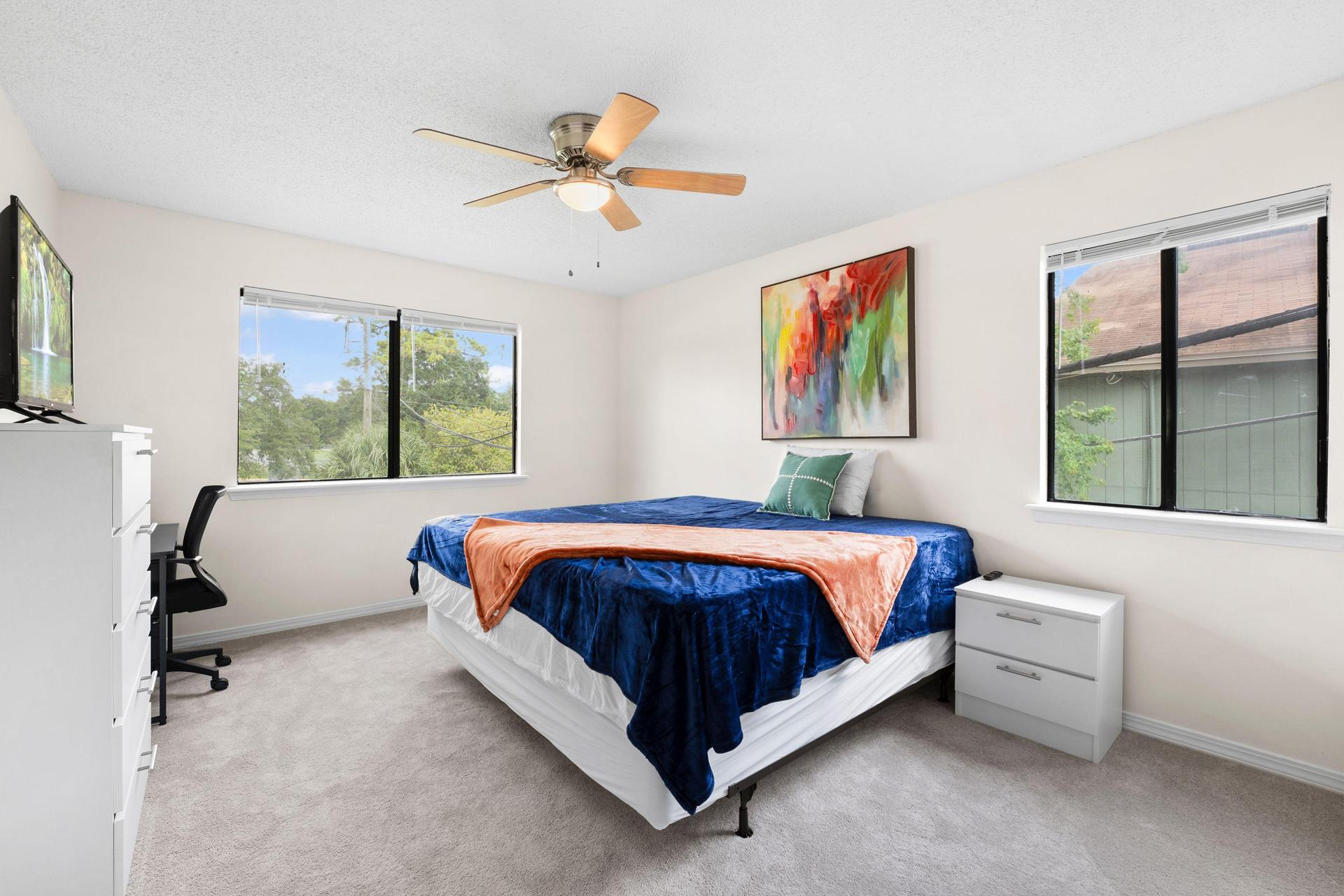 King bed with walk in closet and private bath